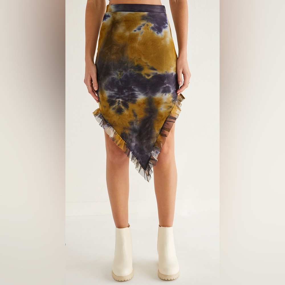 NWT Tie Dye Mesh Flippy Midi Skirt size small